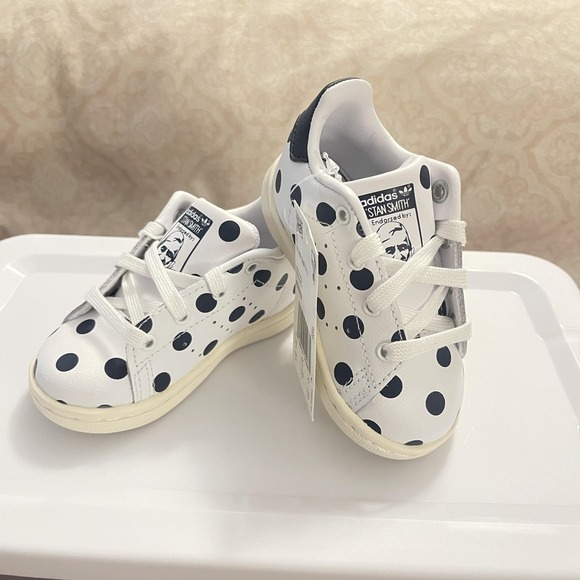 Adidas Stan Smith I Shoes Toddler Size 5K White Black Polka Dot Originals  FZ0232